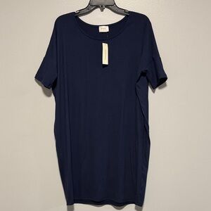 Francescas Collection Short Sleeve Oversized Dress, Size S, Color Navy Blue